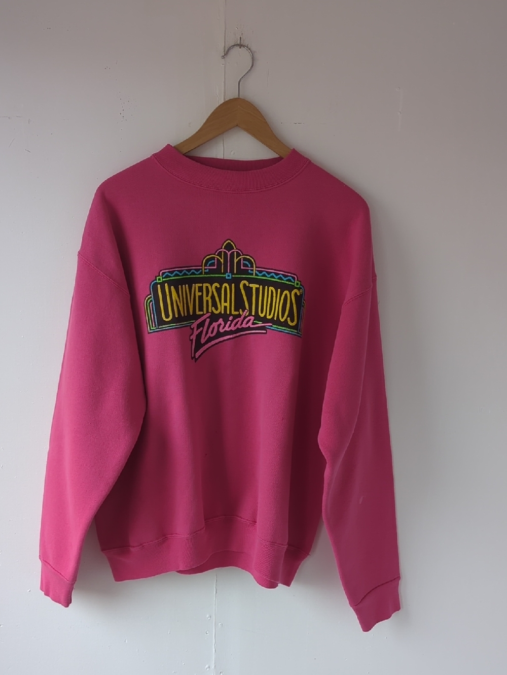 Vintage Universal Studios Florida Tultex Sweatshirt Made in USA Pink Large 90s